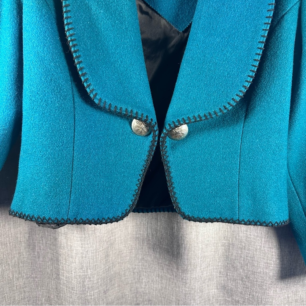 Western Teal Wool LS Dress Jacket by Mid-West Garment Co. Since 1928 Size Med - Picture 6 of 11